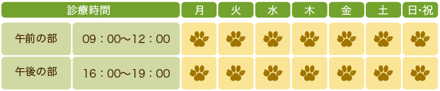 梨の木どうぶつ病院の診療時間